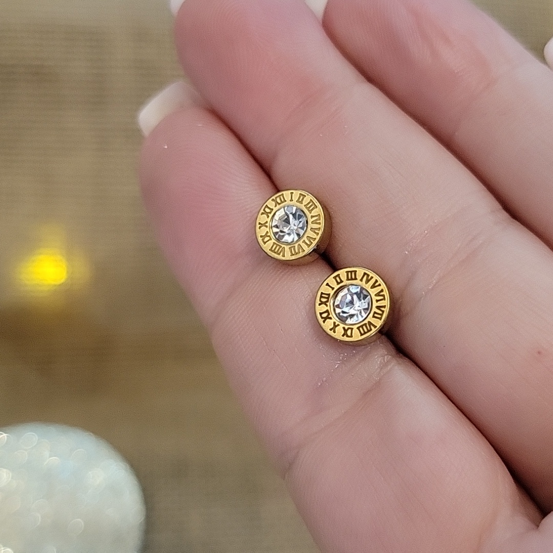 Last Pair Roman Numeral Bullet Stud Earrings, Unisex